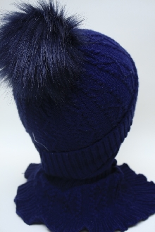 Синий комплект шапка с манишкой 8394Л