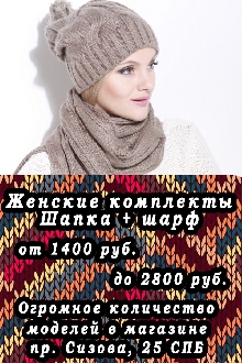 Женские комплекты шапка и шарф.